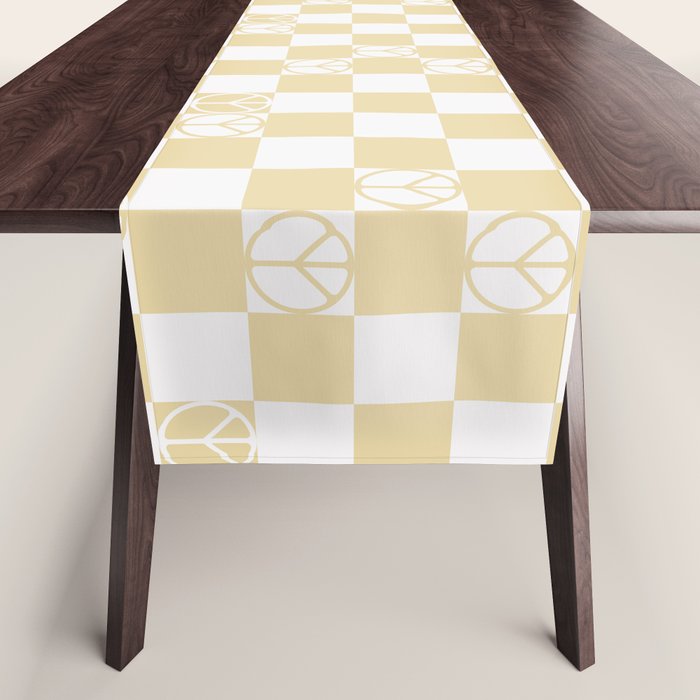 Checkered Peace Sign (Sand Color) Table Runner Gallery Image 1