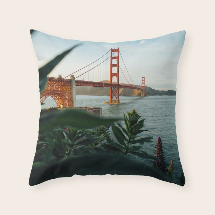 San Francisco Bridge Plant (Color) Throw Pillow Gallery Image 1