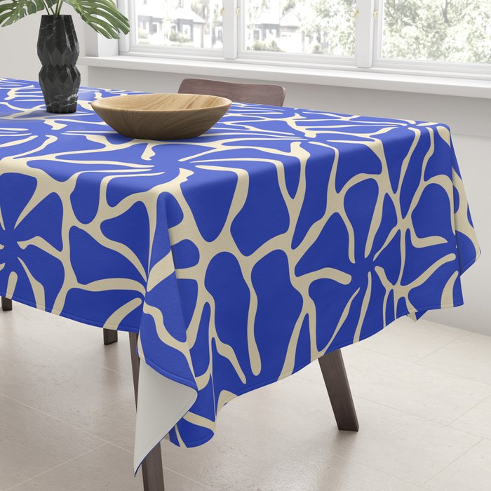 Abstract blue flower pattern Tablecloth Gallery Image 3