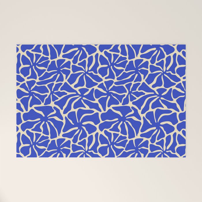 Abstract blue flower pattern Welcome Mat Gallery Image 1