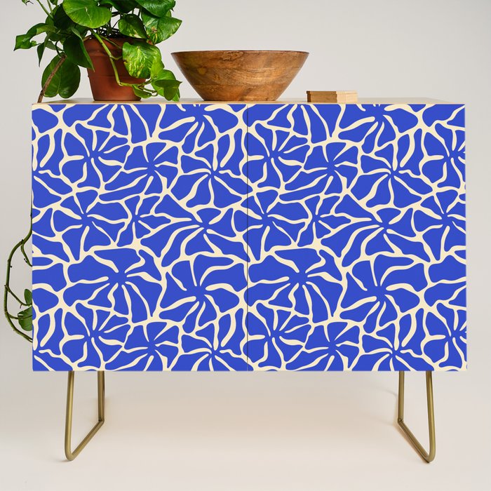 Abstract blue flower pattern Credenza Gallery Image 1