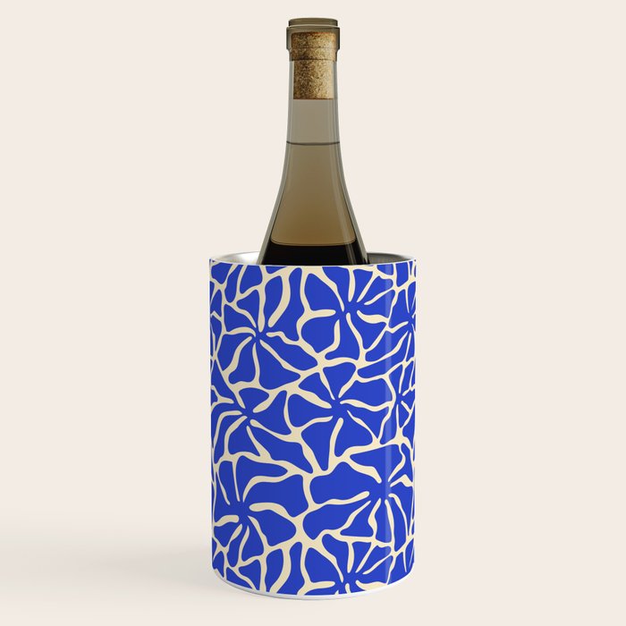 Abstract blue flower pattern Wine Chiller Gallery Image 1