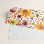 Watercolor Autumn Floral Sunflowers Warm Orange Wrapping Paper Gallery Image 2