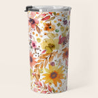 Watercolor Autumn Floral Sunflowers Warm Orange Travel Mug Gallery Image 3