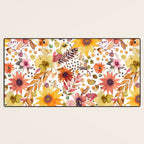 Watercolor Autumn Floral Sunflowers Warm Orange Desk Mat Gallery Image 3
