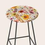 Watercolor Autumn Floral Sunflowers Warm Orange Stool Gallery Image 2