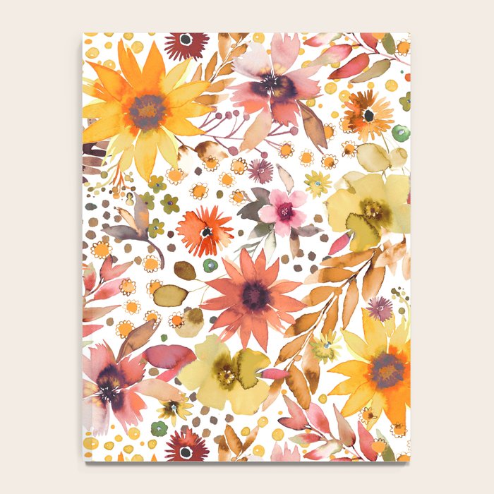 Watercolor Autumn Floral Sunflowers Warm Orange Notebook Gallery Image 4