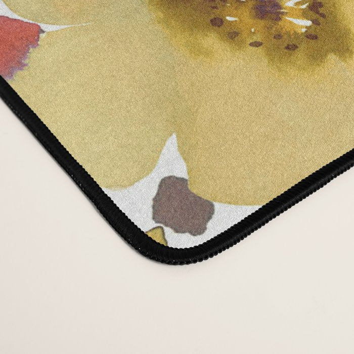 Watercolor Autumn Floral Sunflowers Warm Orange Desk Mat Gallery Image 4