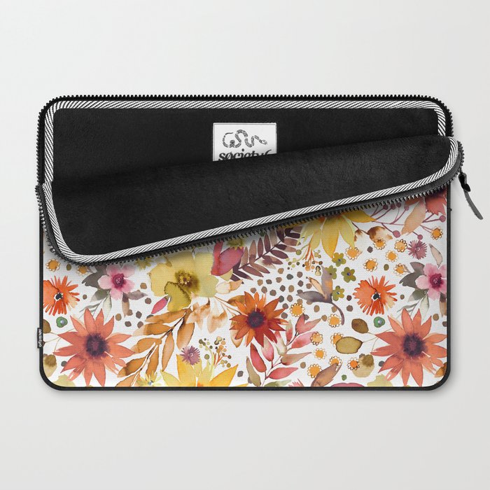 Watercolor Autumn Floral Sunflowers Warm Orange Laptop Sleeve Gallery Image 2