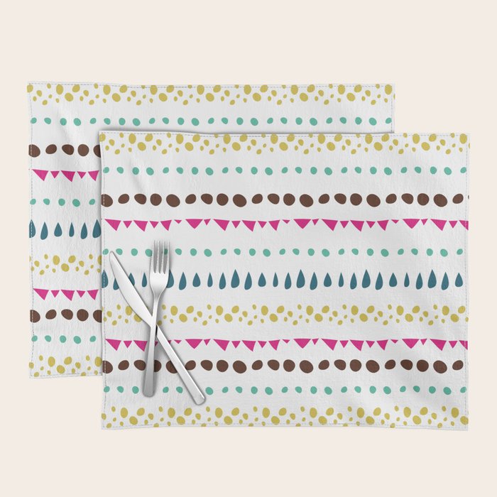 Modern colorful pink orange polka dots stripes patterns Placemat Gallery Image 1