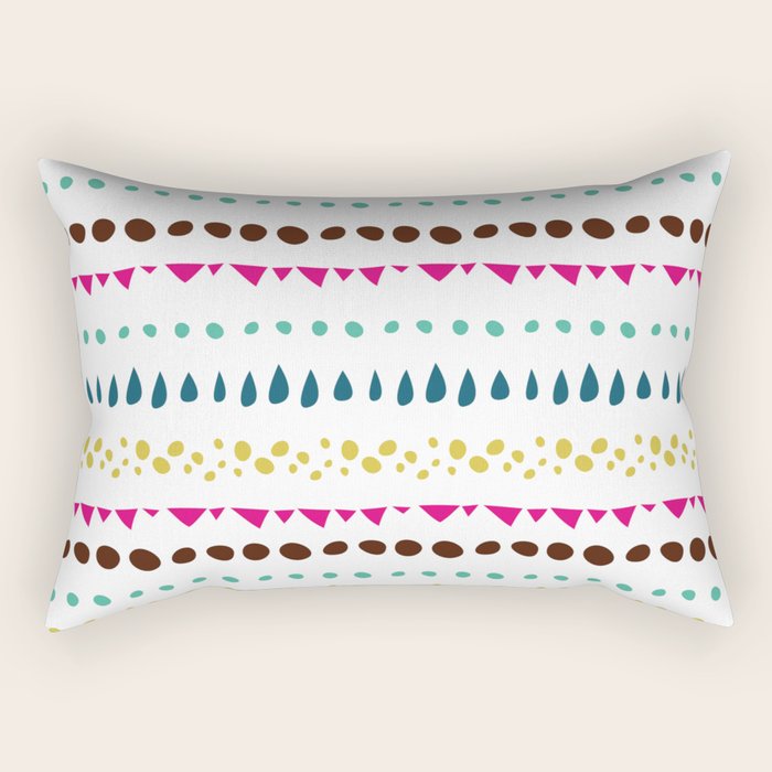 Modern colorful pink orange polka dots stripes patterns Rectangular Pillow Gallery Image 1