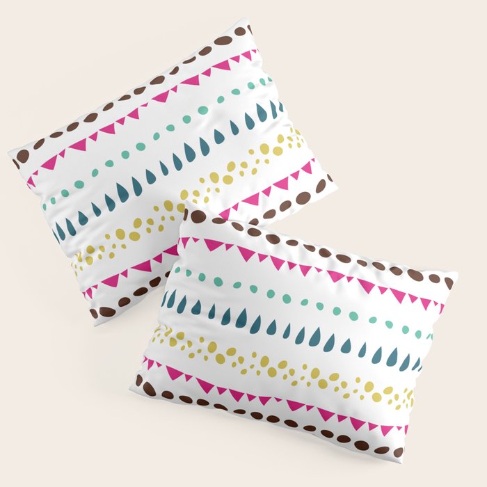 Modern colorful pink orange polka dots stripes patterns Pillow Sham Gallery Image 3