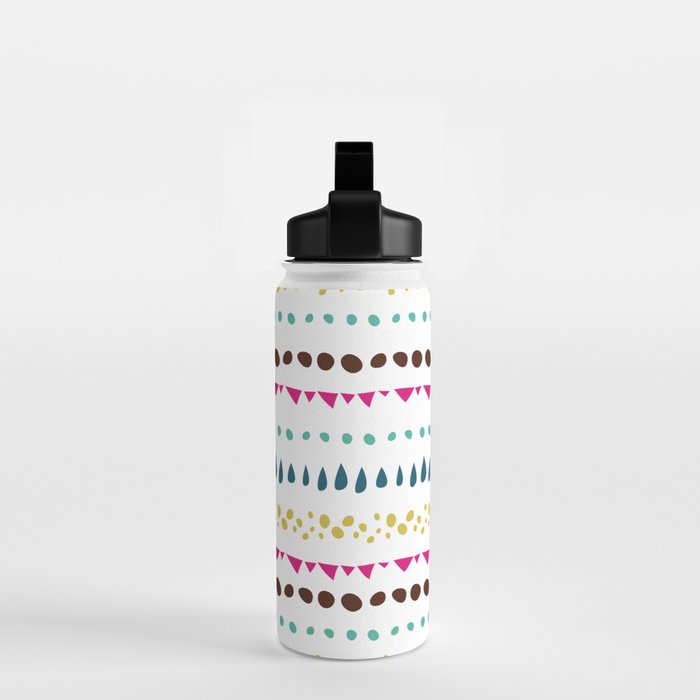 Modern colorful pink orange polka dots stripes patterns Water Bottle Gallery Image 2