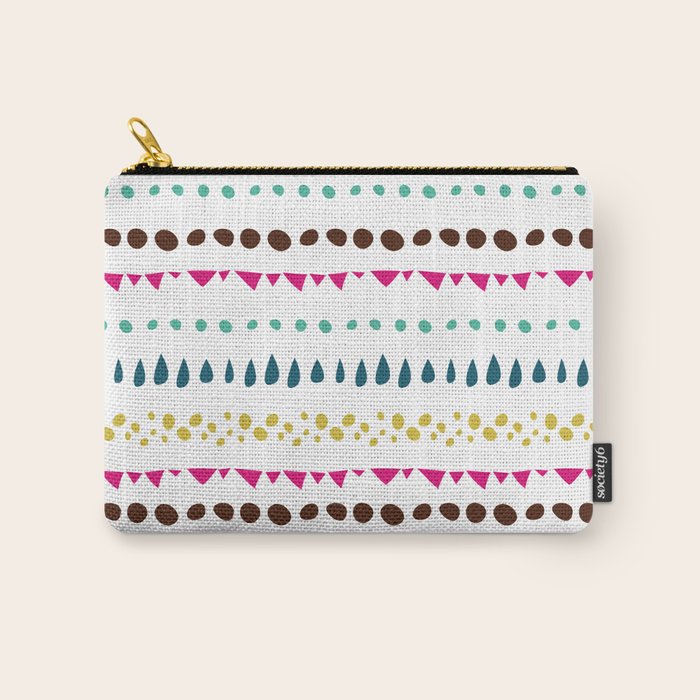 Modern colorful pink orange polka dots stripes patterns Carry All Pouch Gallery Image 1