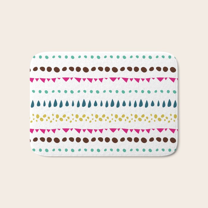 Modern colorful pink orange polka dots stripes patterns Bath Mat Gallery Image 1