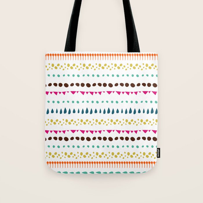 Modern colorful pink orange polka dots stripes patterns Tote Bag Gallery Image 1