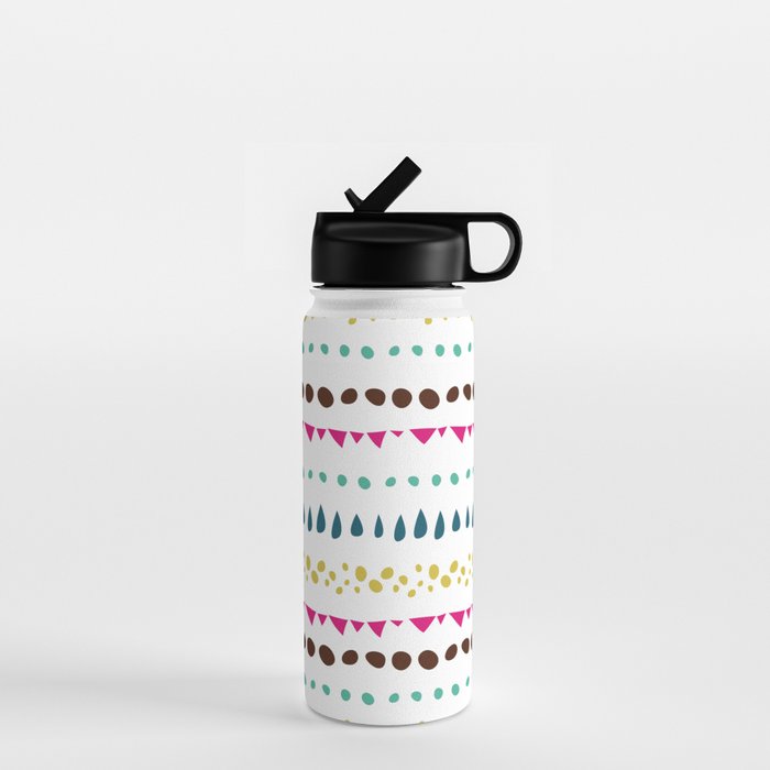 Modern colorful pink orange polka dots stripes patterns Water Bottle Gallery Image 1