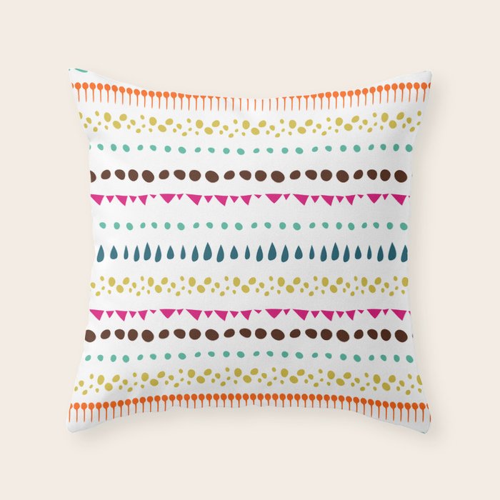 Modern colorful pink orange polka dots stripes patterns Throw Pillow Gallery Image 6