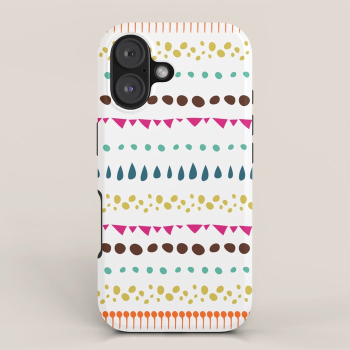 Modern colorful pink orange polka dots stripes patterns iPhone Case Gallery Image 1