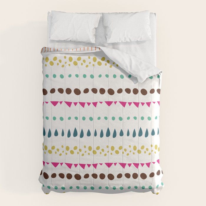 Modern colorful pink orange polka dots stripes patterns Comforter Gallery Image 6