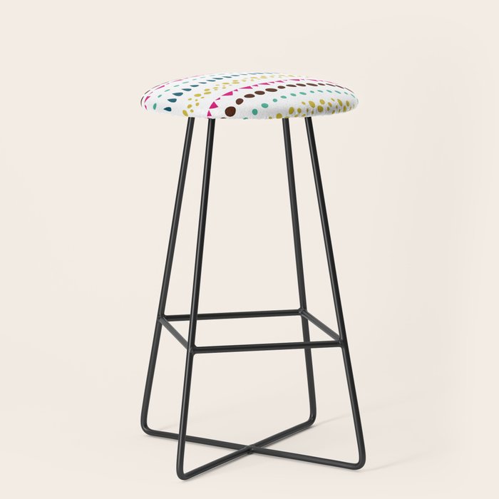 Modern colorful pink orange polka dots stripes patterns Stool Gallery Image 1