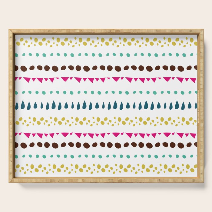 Modern colorful pink orange polka dots stripes patterns Serving Tray Gallery Image 1