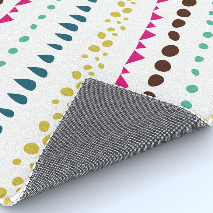 Modern colorful pink orange polka dots stripes patterns Rug Gallery Image 4