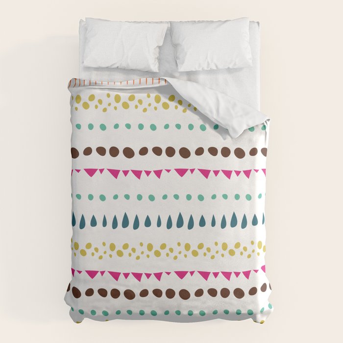 Modern colorful pink orange polka dots stripes patterns Duvet Cover Gallery Image 6