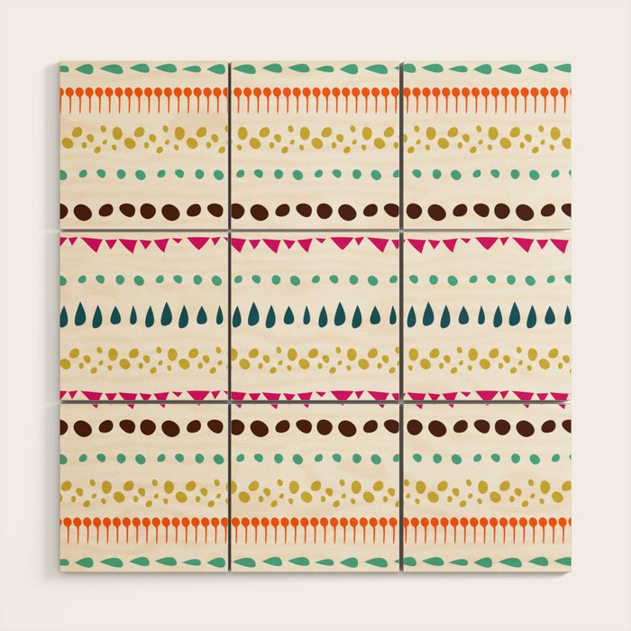 Modern colorful pink orange polka dots stripes patterns Wood Wall Art Gallery Image 1