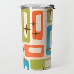 Retro Mid Century Modern Abstract Pattern 921 Googie Orange Chartreuse Turquoise Travel Mug Gallery Image 2