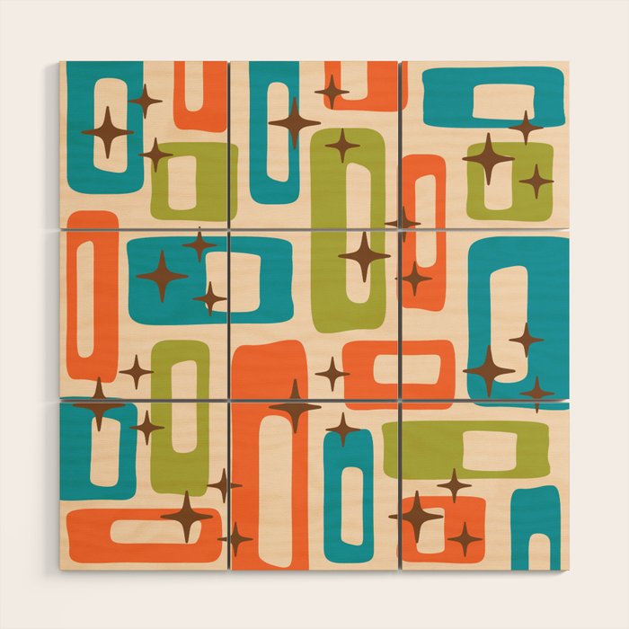 Retro Mid Century Modern Abstract Pattern 921 Googie Orange Chartreuse ...