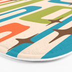 Retro Mid Century Modern Abstract Pattern 921 Googie Orange Chartreuse Turquoise Bath Mat Gallery Image 3