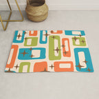 Retro Mid Century Modern Abstract Pattern 921 Googie Orange Chartreuse Turquoise Rug Gallery Image 1