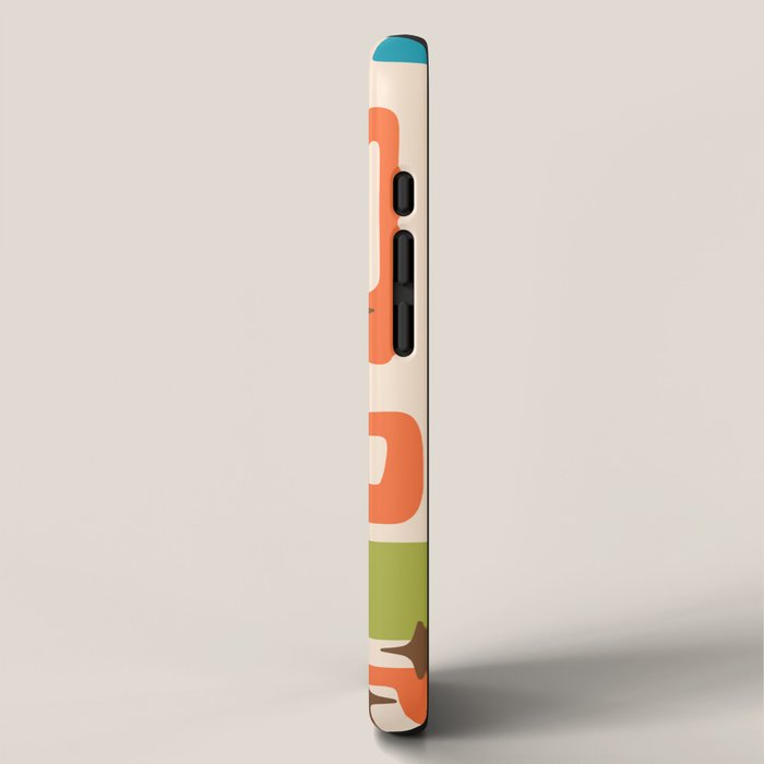 Retro Mid Century Modern Abstract Pattern 921 Googie Orange Chartreuse Turquoise iPhone Case Gallery Image 2