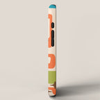 Retro Mid Century Modern Abstract Pattern 921 Googie Orange Chartreuse Turquoise iPhone Case Gallery Image 2