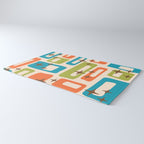 Retro Mid Century Modern Abstract Pattern 921 Googie Orange Chartreuse Turquoise Rug Gallery Image 3
