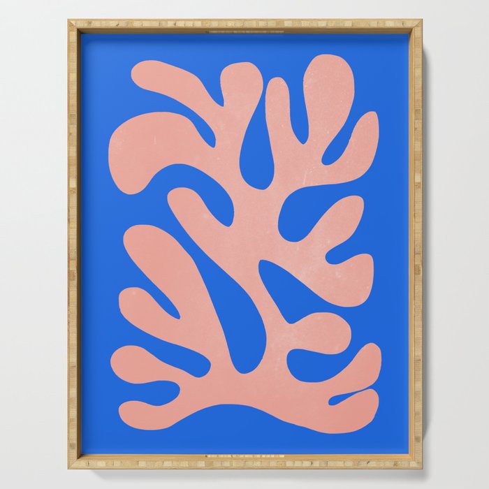 Rose Bud & Azure Blue: Matisse Paper Cutouts 02 Serving Tray Gallery Image 1