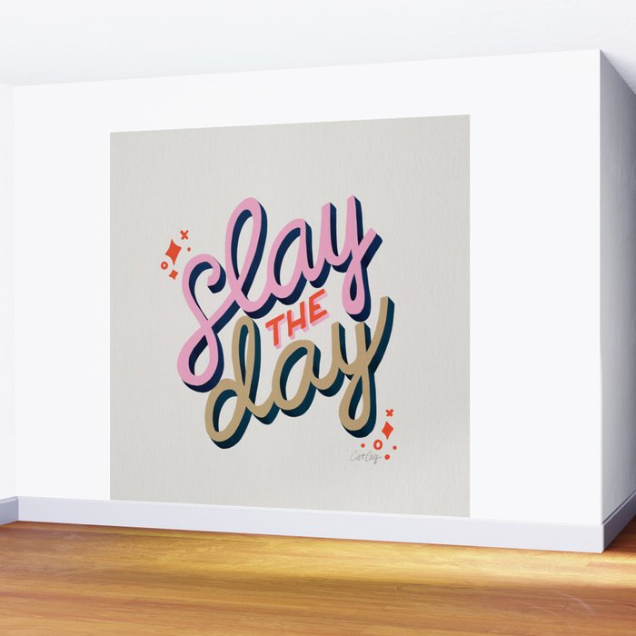 Slay the Day - Coral & Pink Wall Mural Gallery Image 2