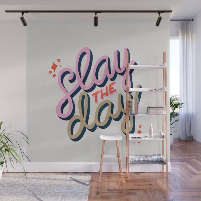 Slay the Day - Coral & Pink Wall Mural Gallery Image 1