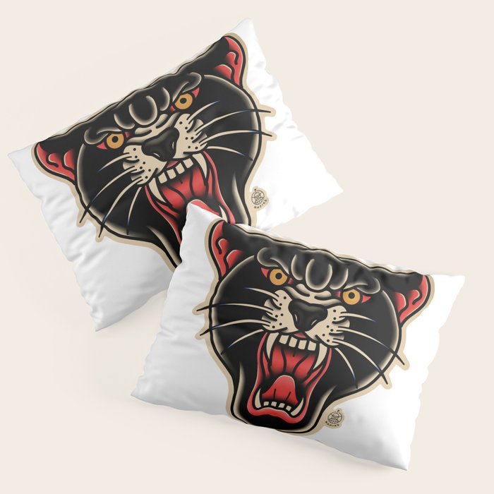 Traditional Tattoo Panther  Pillow Sham Gallery Image 1