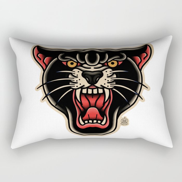 Traditional Tattoo Panther  Rectangular Pillow Gallery Image 1