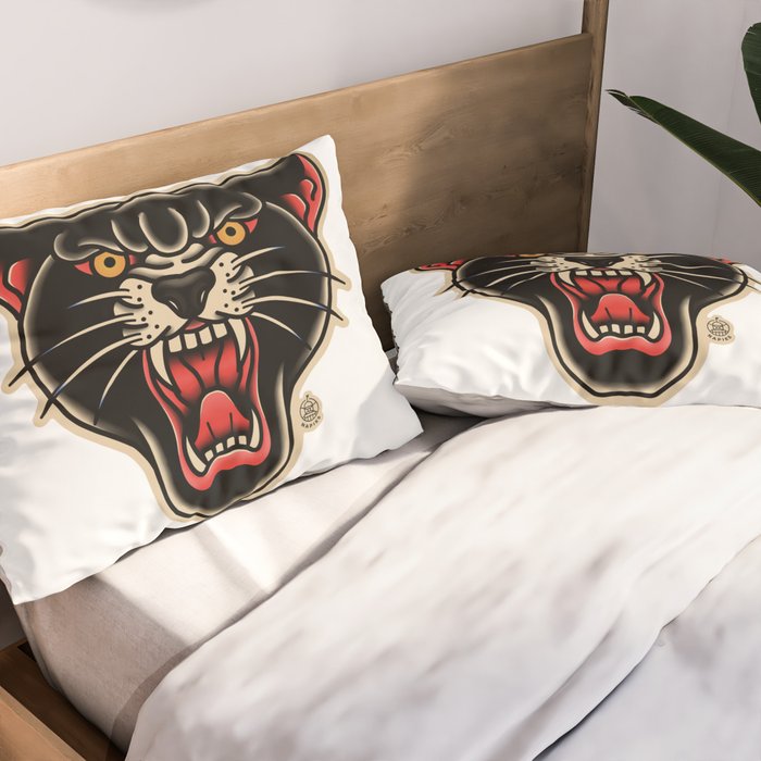 Traditional Tattoo Panther  Pillow Sham Gallery Image 2
