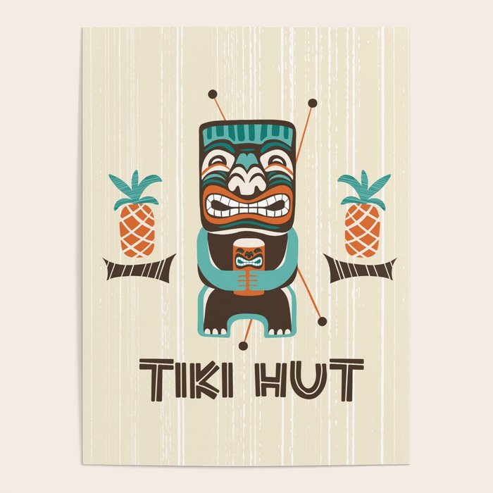 Tiki Hut Cream Aqua Poster Gallery Image 1