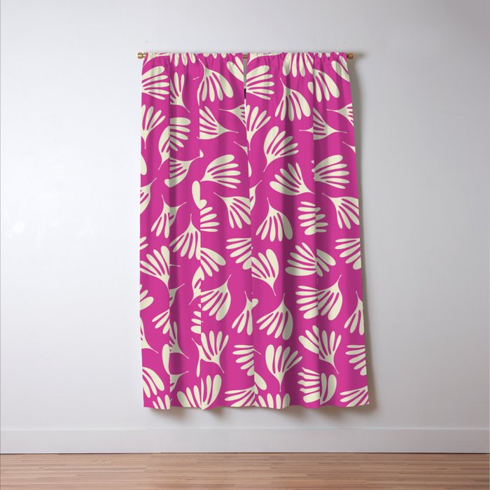 Wispy Leaves Contemporary Pattern in Deep Thulian Pink Window Curtain Gallery Image 3