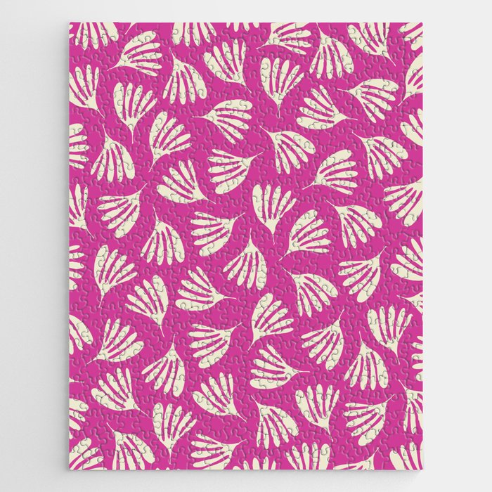 Wispy Leaves Contemporary Pattern in Deep Thulian Pink Jigsaw Puzzle Gallery Image 1