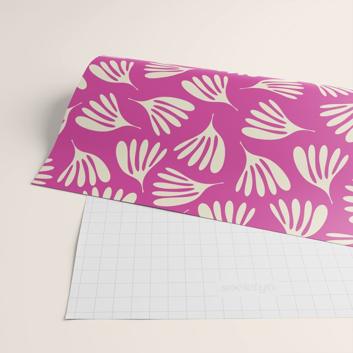 Wispy Leaves Contemporary Pattern in Deep Thulian Pink Wrapping Paper Gallery Image 2