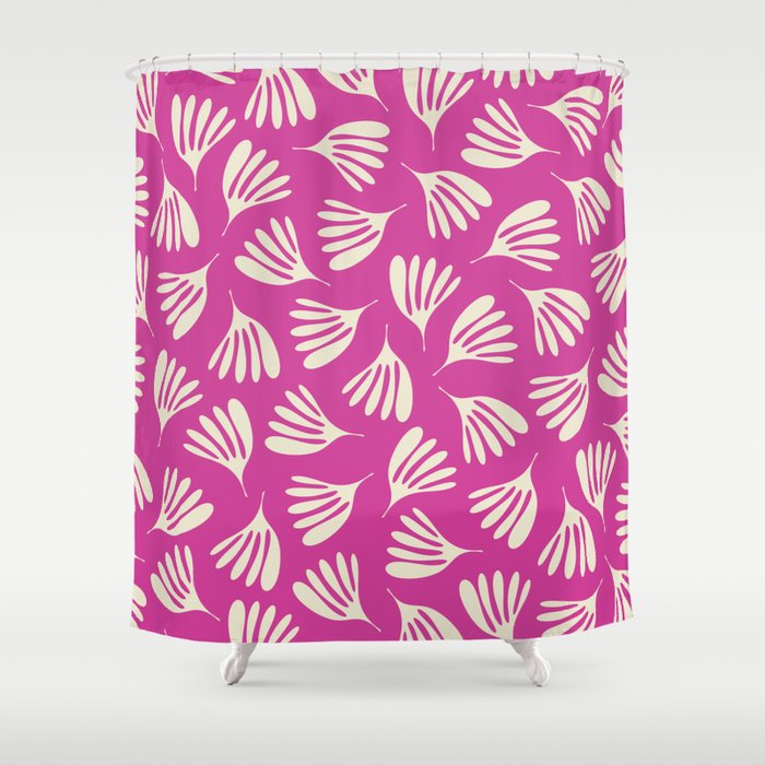 Wispy Leaves Contemporary Pattern in Deep Thulian Pink Shower Curtain Gallery Image 1