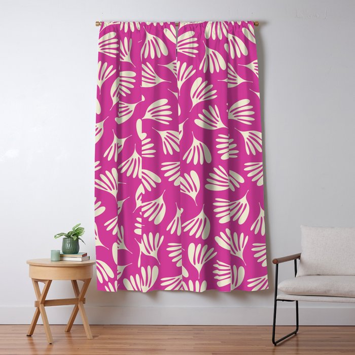 Wispy Leaves Contemporary Pattern in Deep Thulian Pink Window Curtain Gallery Image 5