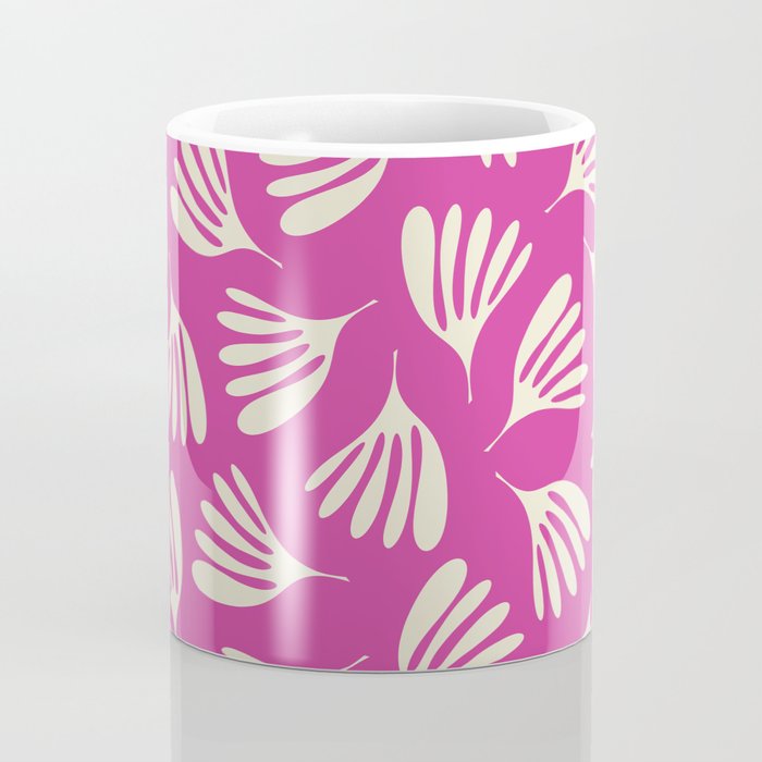Wispy Leaves Contemporary Pattern in Deep Thulian Pink Coffee Mug Gallery Image 4
