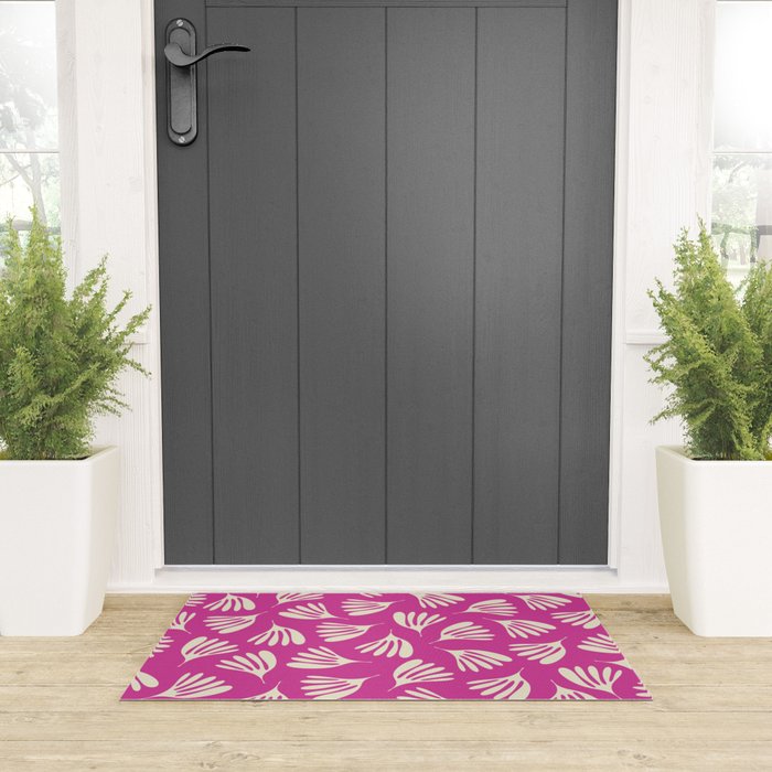 Wispy Leaves Contemporary Pattern in Deep Thulian Pink Welcome Mat Gallery Image 3